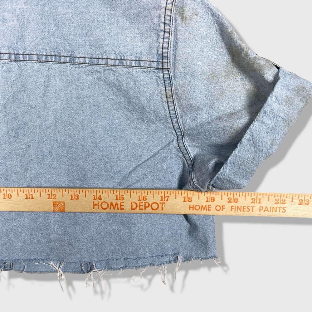 Harley Davidson Denim Crop Top Womens M Light Blue Biker Grunge Y2K Edgy - Picture 5 of 7